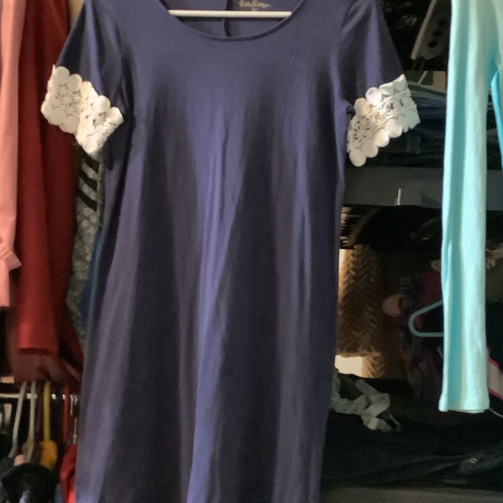 Lilly Pulitzer Navy dress with white lace, XS